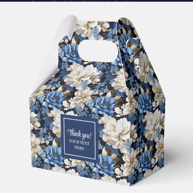 Caixa de Flores da Marinha de Luxo com Nome Person (Luxury Navy Flowers Custom Name Floral Favor Box)