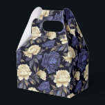 Caixa de Guloseimas Favor Floral<br><div class="desc">Caixa de presente de festa é mostrada com uma adorável estampa floral de peônias multicoloridas em azul.</div>