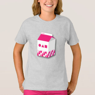 Caixa de Leite de Camiseta Menina, Triângulo e Qua