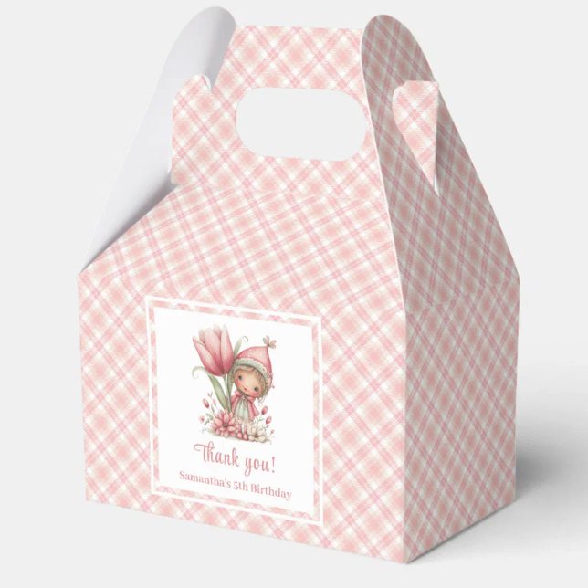 Caixa de Lembrança de Aniversário de Menina com Fl (Magical Whimsy Pink Floral Girl Birthday Favor Box)
