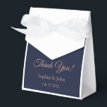 Caixa de Lembrança de Casamento Azul Marinho Doura<br><div class="desc">Estilo: Caixa de Favor com Tenda e Fita</div>