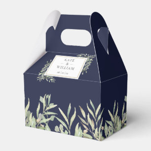 Caixa de Lembrança de Casamento Azul Marinho Elega
