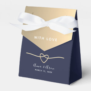 Caixa de Lembrança de Casamento Azul Navy Elegante