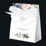 caixa de lembrança de casamento com flores elegant<br><div class="desc">flores em aquarela pintadas à mão em azul marinho e rosa. O texto e as cores podem ser alterados para combinar com o tema do seu casamento.</div>