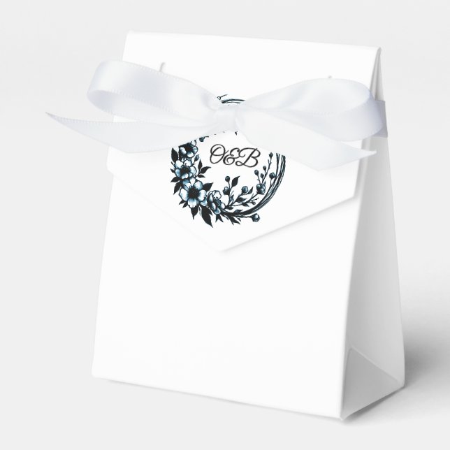 Caixa de Lembrança de Monograma Floral Elegante pa (Frente)