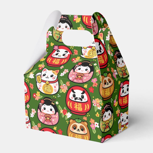 caixa de lembrança de padrão japonês daruma (Frente)