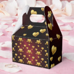 Caixa de Lembrança Romântica Dourada e Carmesim pa<br><div class="desc">Torne seus brindes de festa inesquecíveis com essas caixas de luxo em 3D em ouro em forma de coração. Com um sofisticado padrão de coração metálico sobre um fundo vermelho carmesim profundo e defumado,  essas caixas trazem um toque de romance opulento para as mesas do seu evento.</div>