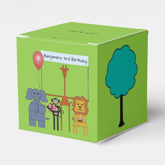 Caixa de Lembrancinhas de Aniversário de Animais d (Frente)
