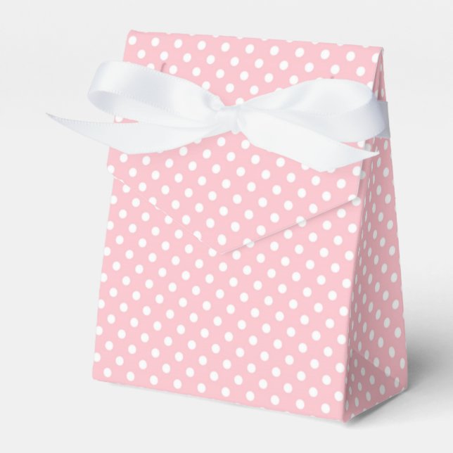Caixa de Lembrancinhas Rosa Pálido e Branco com Bo (Frente)