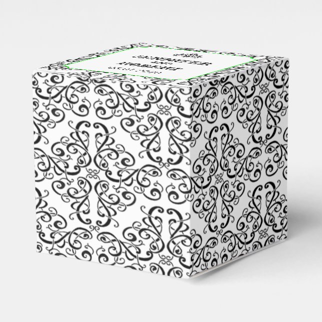 Caixa de Limão de Casamento de Damasco Preto e Bra (Frente)