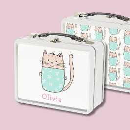 Caixa de Lunch Metálica Personalizada de Gato de G