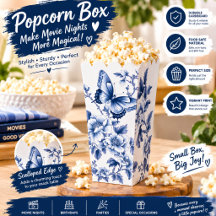 Caixa de Pipoca Borboleta Floral Azul – Botânica E