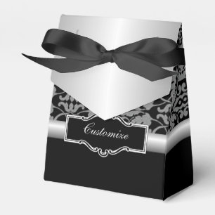 Caixa de prata & preta personalizada do favor do