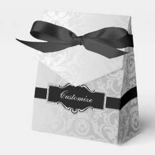 Caixa de prata & preta personalizada do favor do