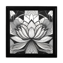 Art Deco Lotus Wooden Jewelry Keepsabox