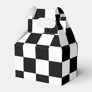 Caixa de presente Checkered preto e branco do