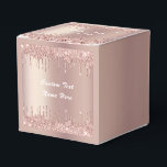 Caixa de Presente com Nome de Texto Personalizado<br><div class="desc">Caixas de Favor com Brilho Rosa Dourado e Efeito de Gotejamento Brilhante Texto Personalizado Rosa Moderno - Adicione Seu Texto Único ou Remova o Texto - Faça Seu Presente Especial - Redimensione e mova ou remova e adicione texto / elementos com a ferramenta de personalização. Desenhado por MIGNED. Por favor,...</div>