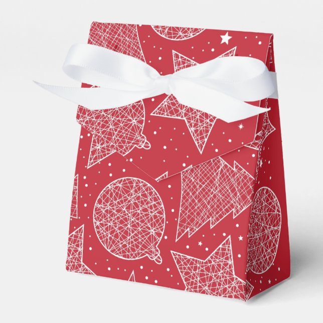 Caixa de Presente com Padrão de Natal Vermelho e B (Frente)