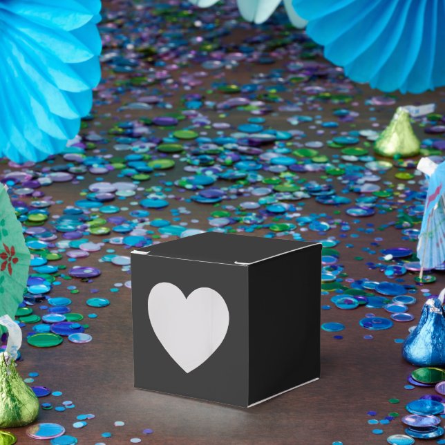 Caixa de Presente Coração Preto Fosco Perfeita par (Festa)