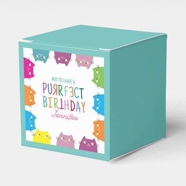 Caixa de Presente de Aniversário de Gato Kawaii (Frente)