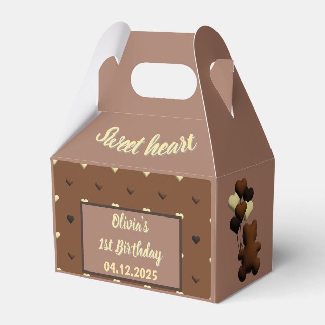 Caixa de presente de aniversário de urso de chocol (Frente)