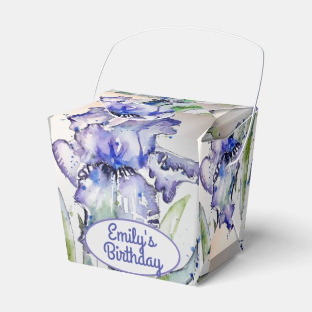 Caixa de Presente de Aniversário Floral Íris Azul  (Frente)