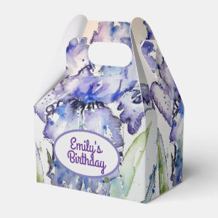 Caixa de Presente de Aniversário Floral Íris Azul 