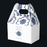 Caixa de Presente de Boas-Vindas de Casamento em D<br><div class="desc">Caixa de Presente de Casamento em Damask. Azul marinho. Floral.</div>