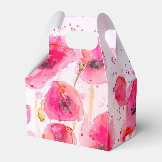 Caixa de Presente de Bolo de Casamento Papoula Ver (Frente)