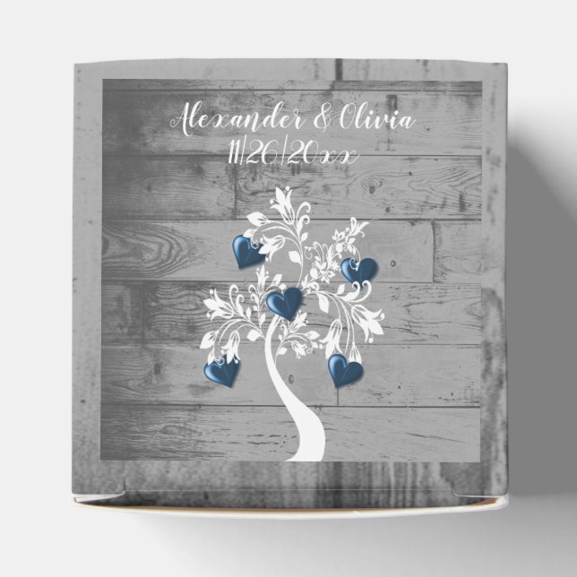 Caixa de Presente de Casamento Blue Tree of Hearts (Topo)