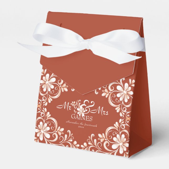 Caixa de Presente de Casamento Sunset Rust Mr & Mr (Frente)