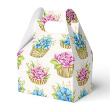 Caixa de Presente de Cupcakes Florais