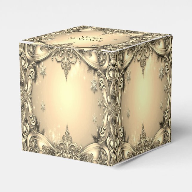 Caixa de Presente de Feriado Decorativo Dourado