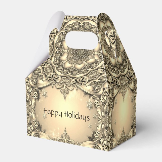Caixa de Presente de Feriado Decorativo Dourado