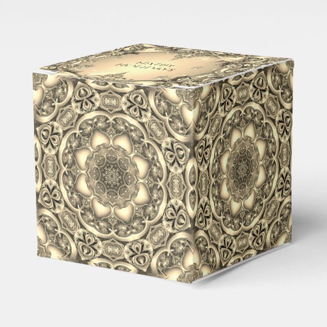 Caixa de Presente de Feriado Decorativo Dourado (Frente)