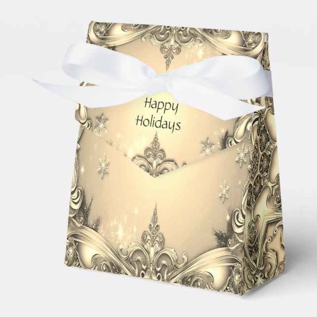 Caixa de Presente de Feriado Decorativo Dourado