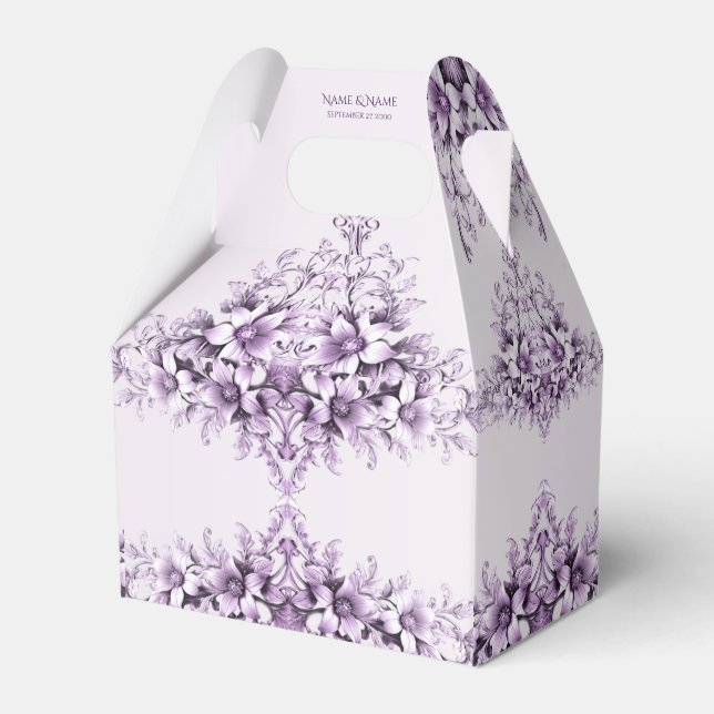 Caixa de Presente de Flores Roxas Elegantes (Frente)