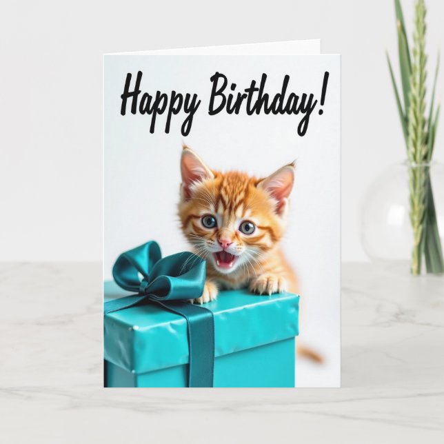 Caixa de Presente de Gatinho Divertido Cartão de A (Frente)