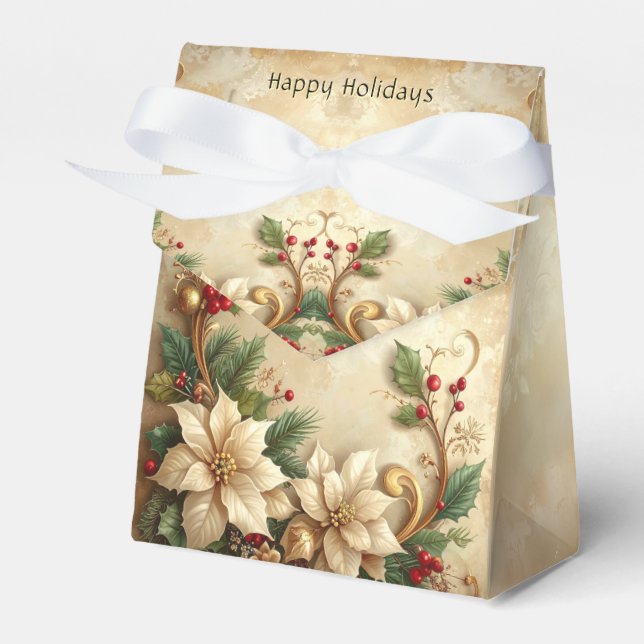 Caixa de Presente de Natal com Arranjo Floral (Frente)