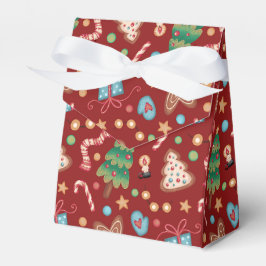 Caixa de Presente de Natal Vermelha com Padrão de
