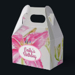 Caixa de Presente de Noiva com Lírio Rosa Floral B<br><div class="desc">Caixas de Presente de Bolo de Casamento com Lírio Rosa Floral Bonito,  com nome totalmente Personalizável. Projetado a partir de uma das minhas pinturas em aquarela.</div>