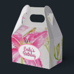 Caixa de Presente de Noiva com Lírio Rosa Floral B<br><div class="desc">Caixas de Presente de Bolo de Casamento com Lírio Rosa Floral Bonito, com nome totalmente Personalizável. Projetado a partir de uma das minhas pinturas em aquarela.</div>