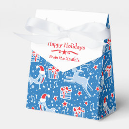 Caixa de presente de padrão de Natal vermelho azul