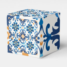 Caixa de presente de Xadrez azul e castanho