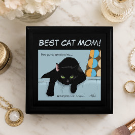 Caixa De Presente Divertida Gata Preta Fofa Melhor Mãe do Dia das Mã