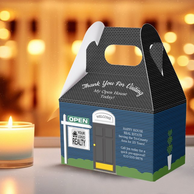 Caixa de Presente do Realtor Open House Sinal Blue (Criador carregado)