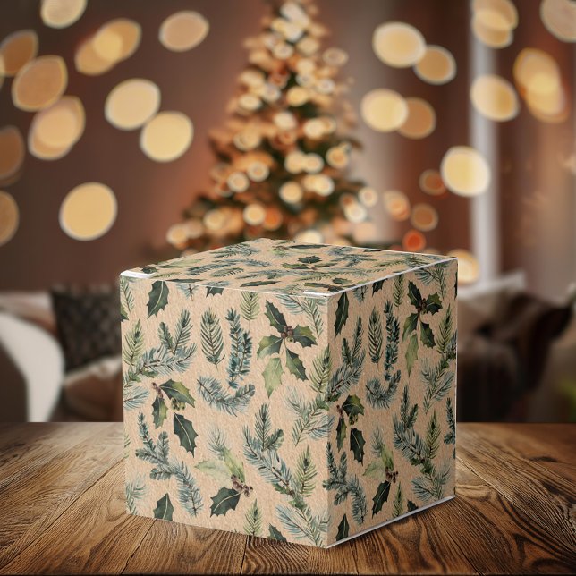 Caixa de Presente Floral de Natal Rustic Kraft (Criador carregado)
