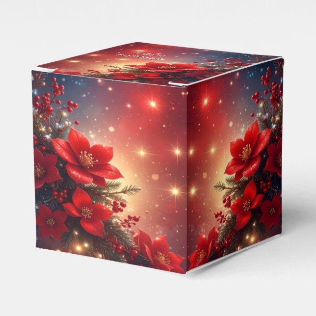 Caixa de Presente Floral de Natal Vermelho (Frente)