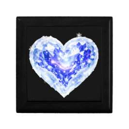 Caixa de Presente Luxuosa Coração de Diamante Azul