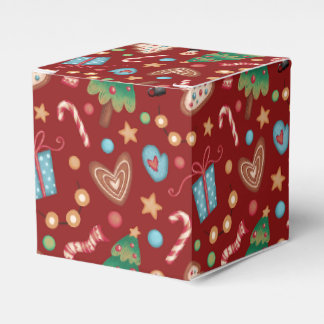 Caixa de Presente Pequena com Padrão de Natal Verm